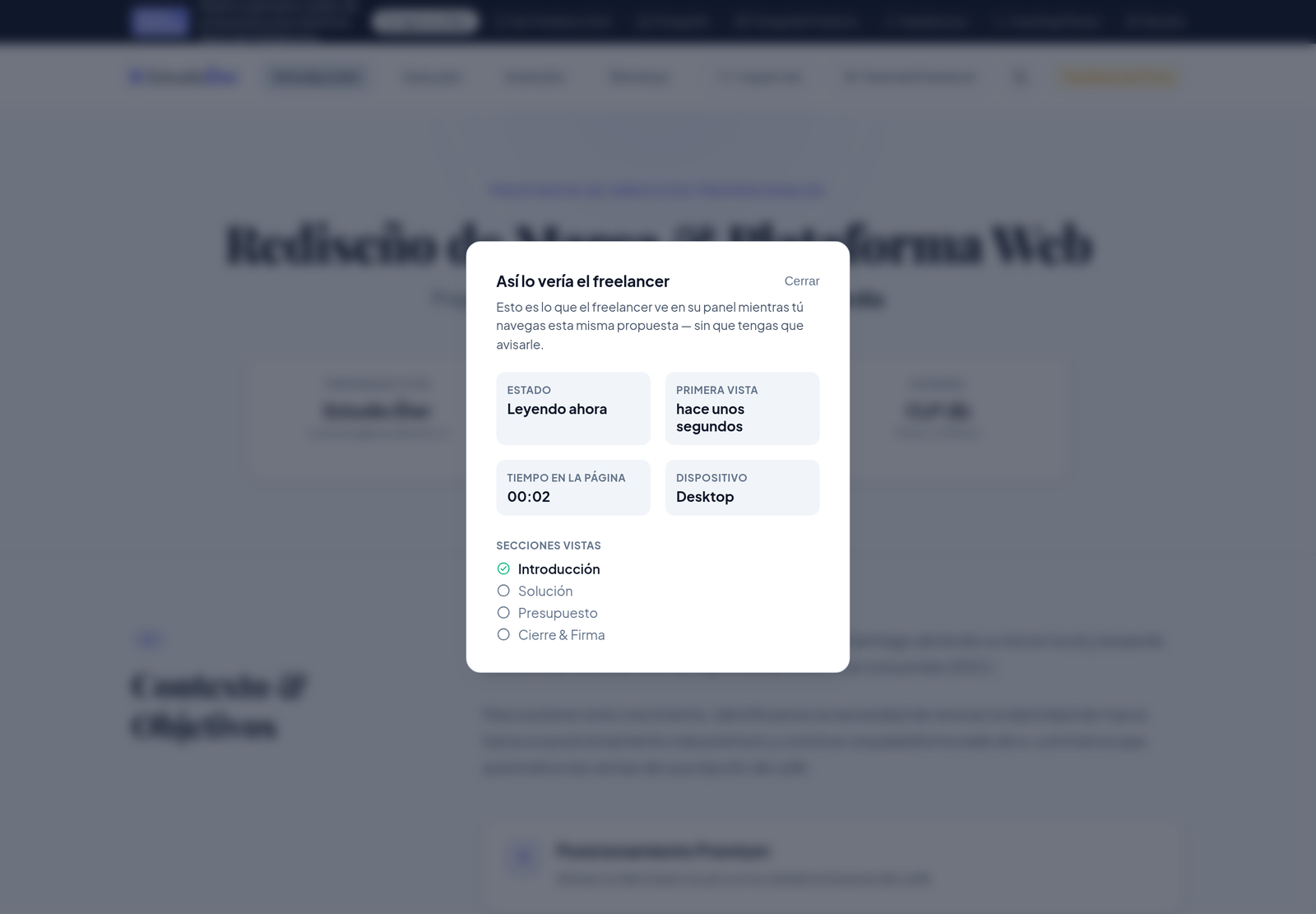 Panel de analítica del freelancer